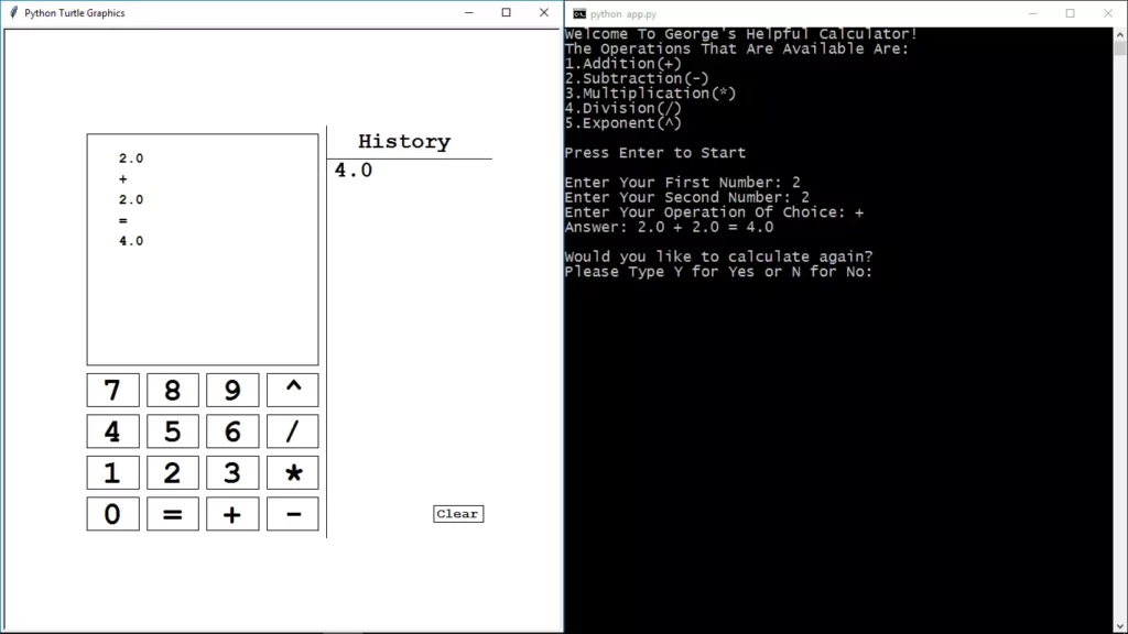 Python turtle calculator output