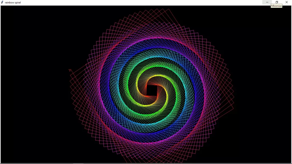 Rainbow Spiral Drawing In Python Turtle
