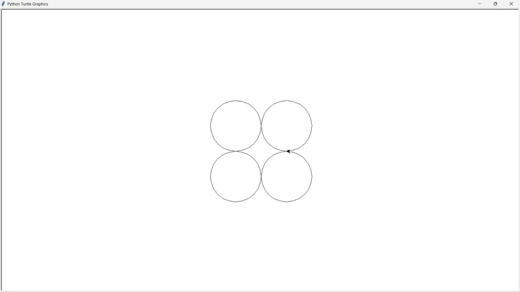 Four circle drawing in python turtle