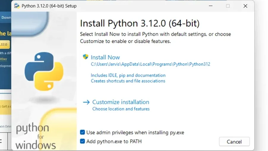 Python Installation Step 1