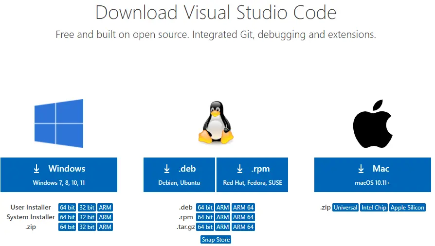 vs code download page